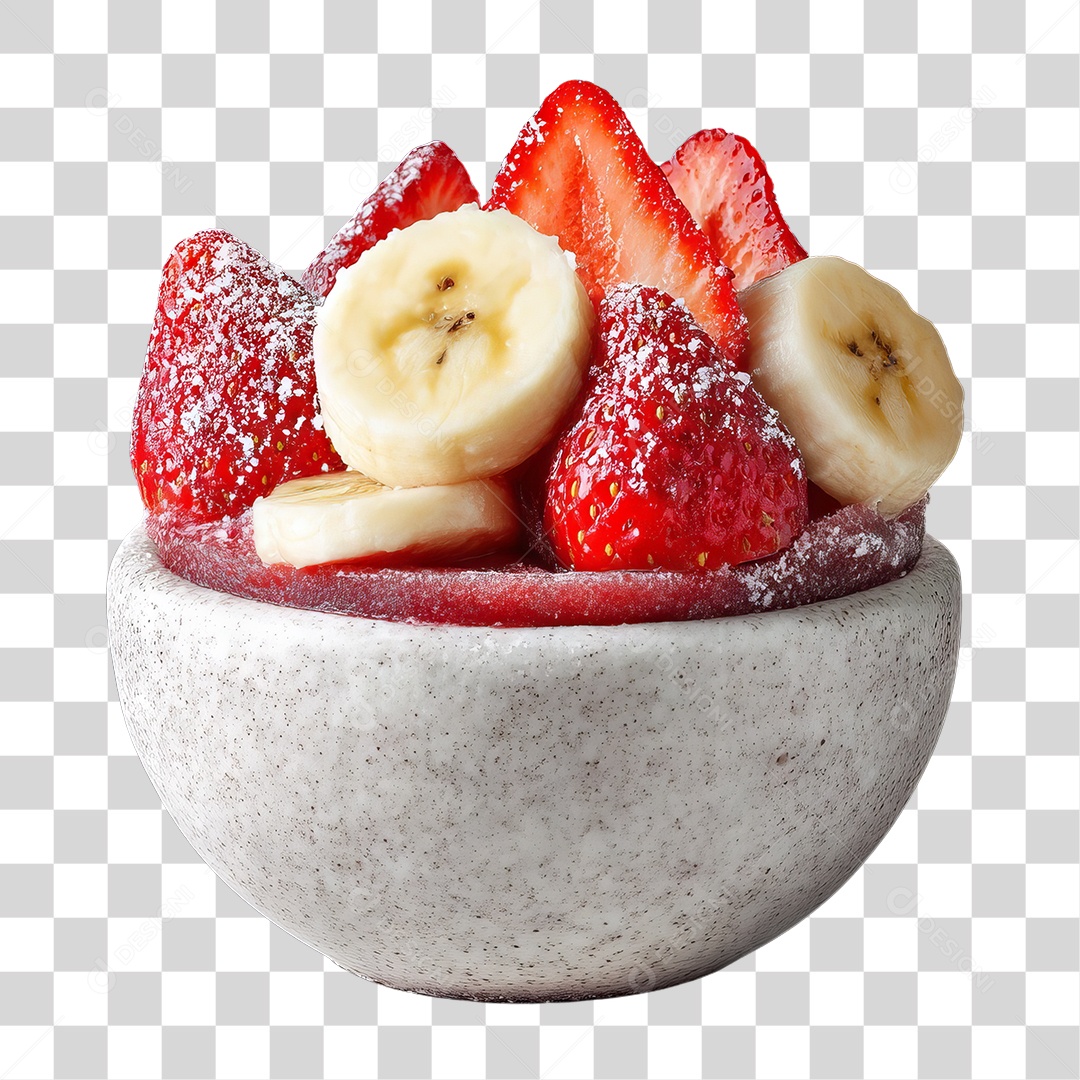 Pote de Sorvete com Frutas PNG Transparente