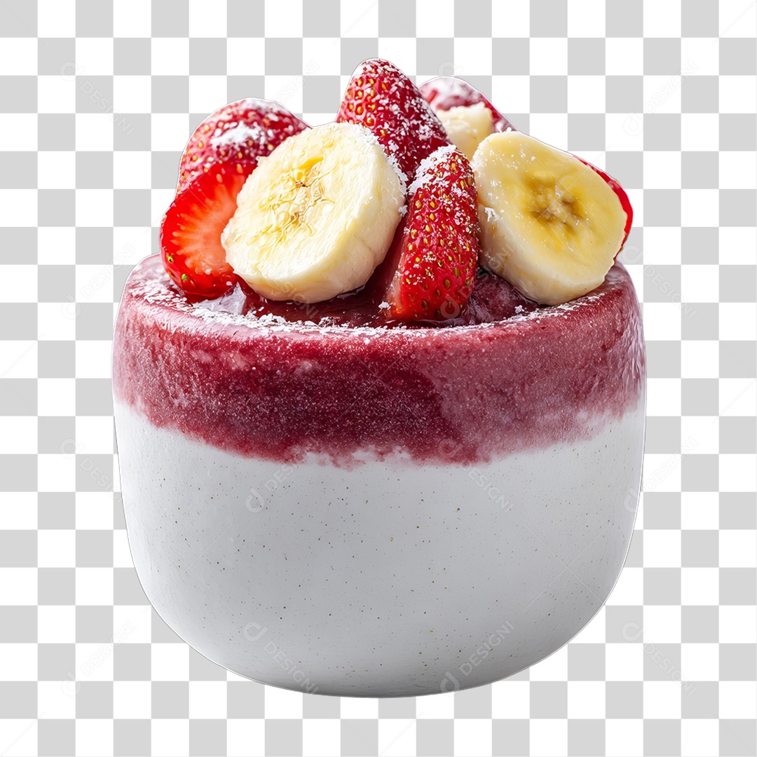 Pote de Sorvete com Frutas PNG Transparente