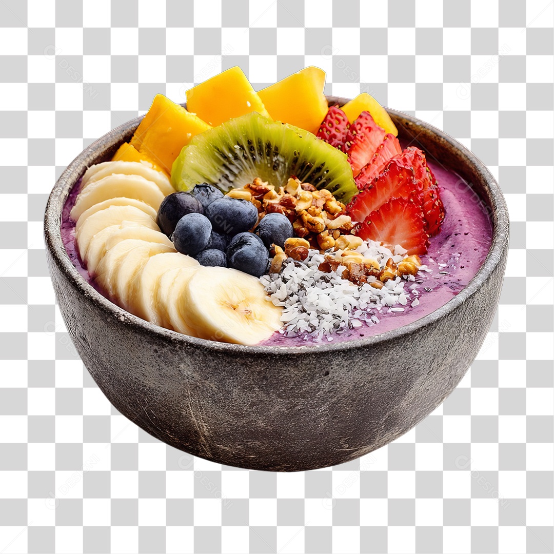 Pote de Açaí com Frutas PNG Transparente