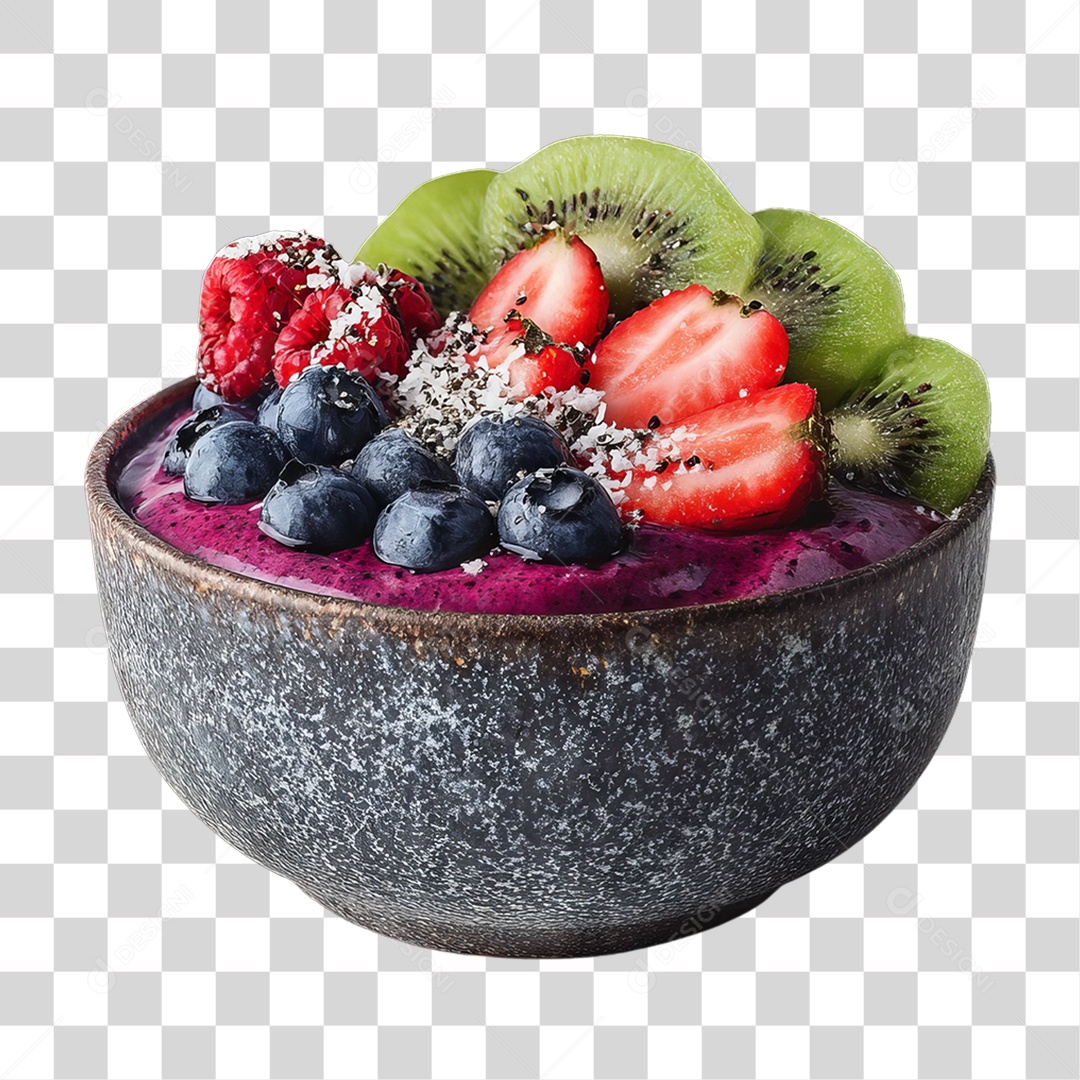 Pote de Açaí com Frutas PNG Transparente