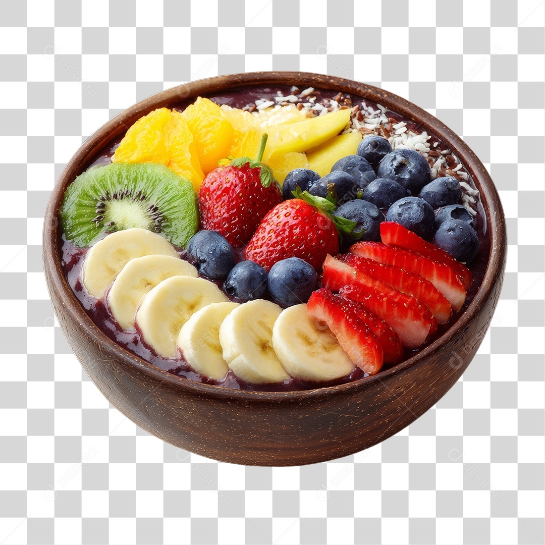 Pote de Açaí com Frutas PNG Transparente