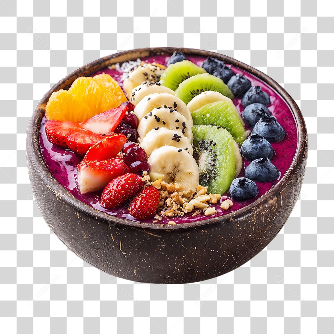 Pote de Açaí com Frutas PNG Transparente