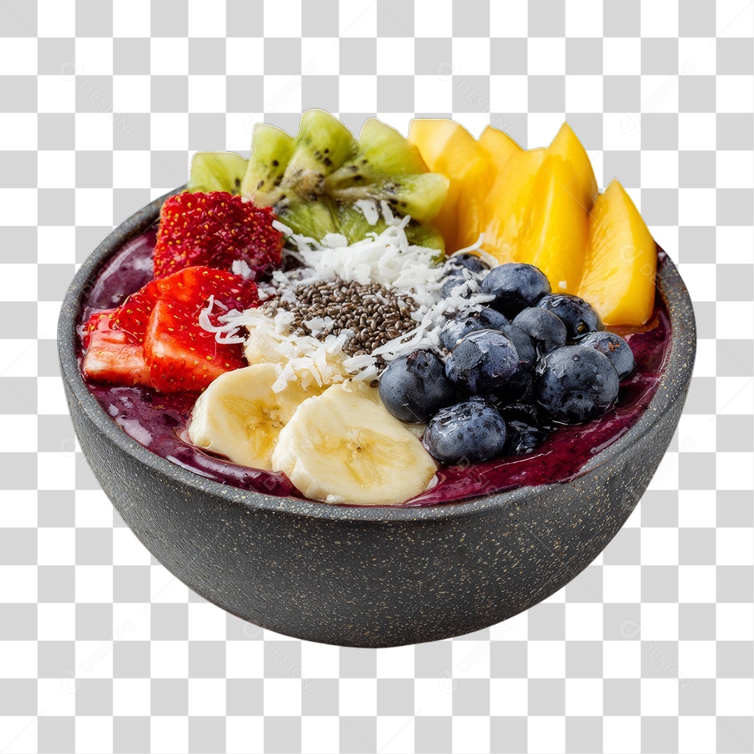 Pote de Açaí com Frutas PNG Transparente