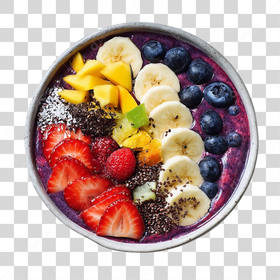 Pote de Açaí com Frutas PNG Transparente