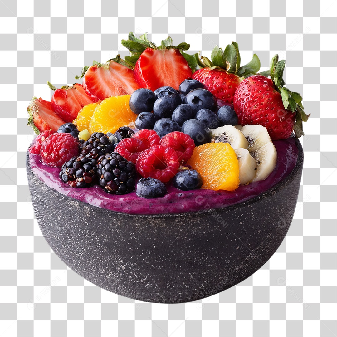 Pote de Açaí com Frutas PNG Transparente