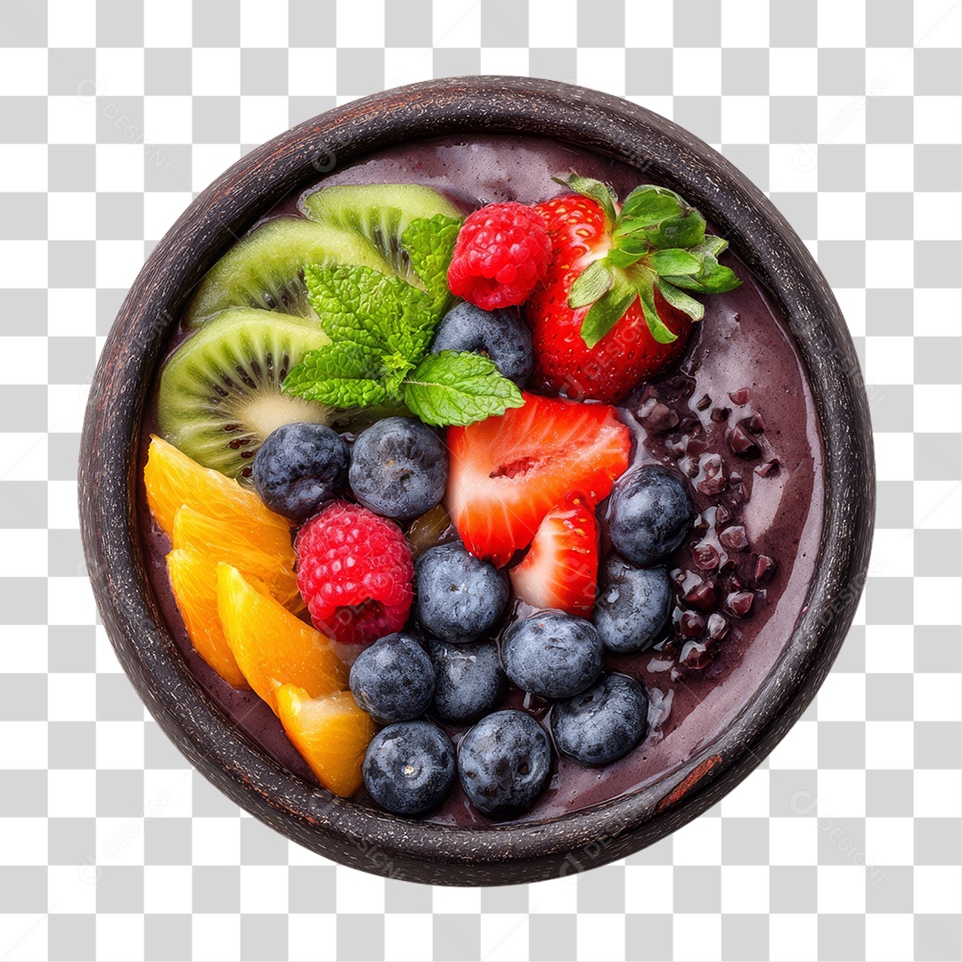 Pote de Açaí com Frutas PNG Transparente