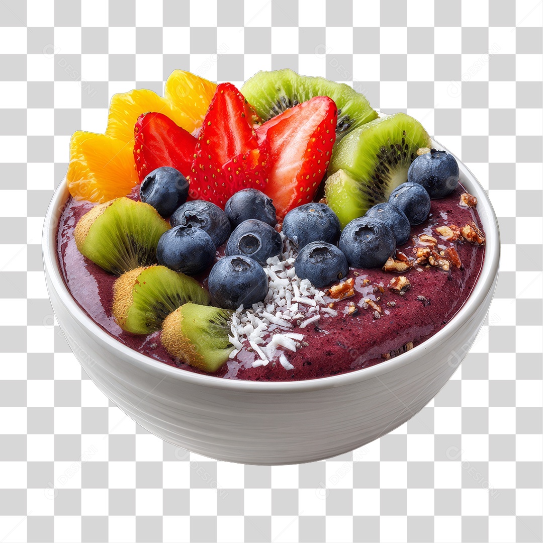 Pote de Açaí com Frutas PNG Transparente