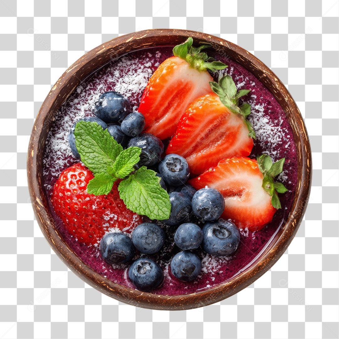 Pote de Açaí com Frutas PNG Transparente