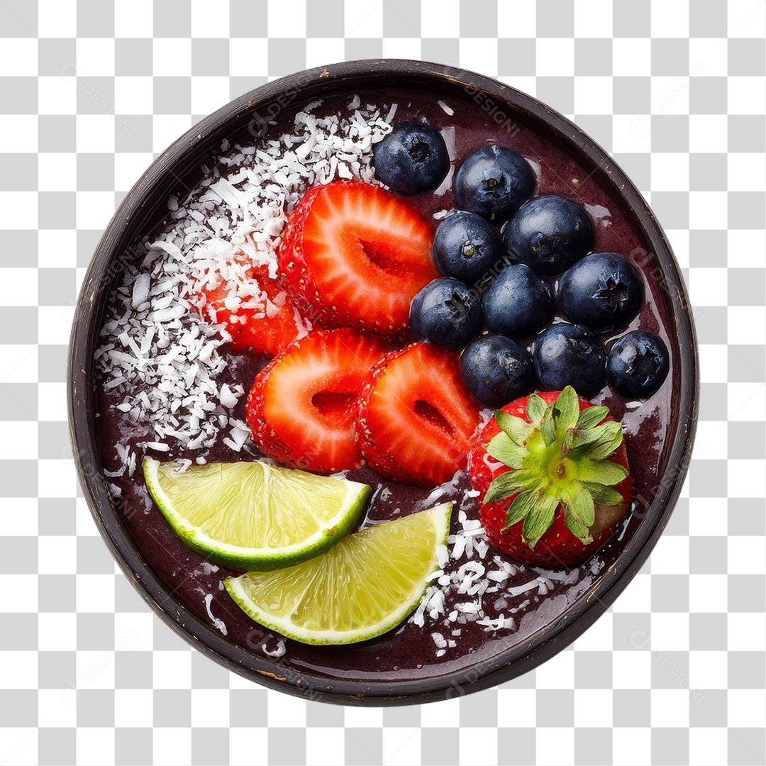 Pote de Açaí com Frutas PNG Transparente