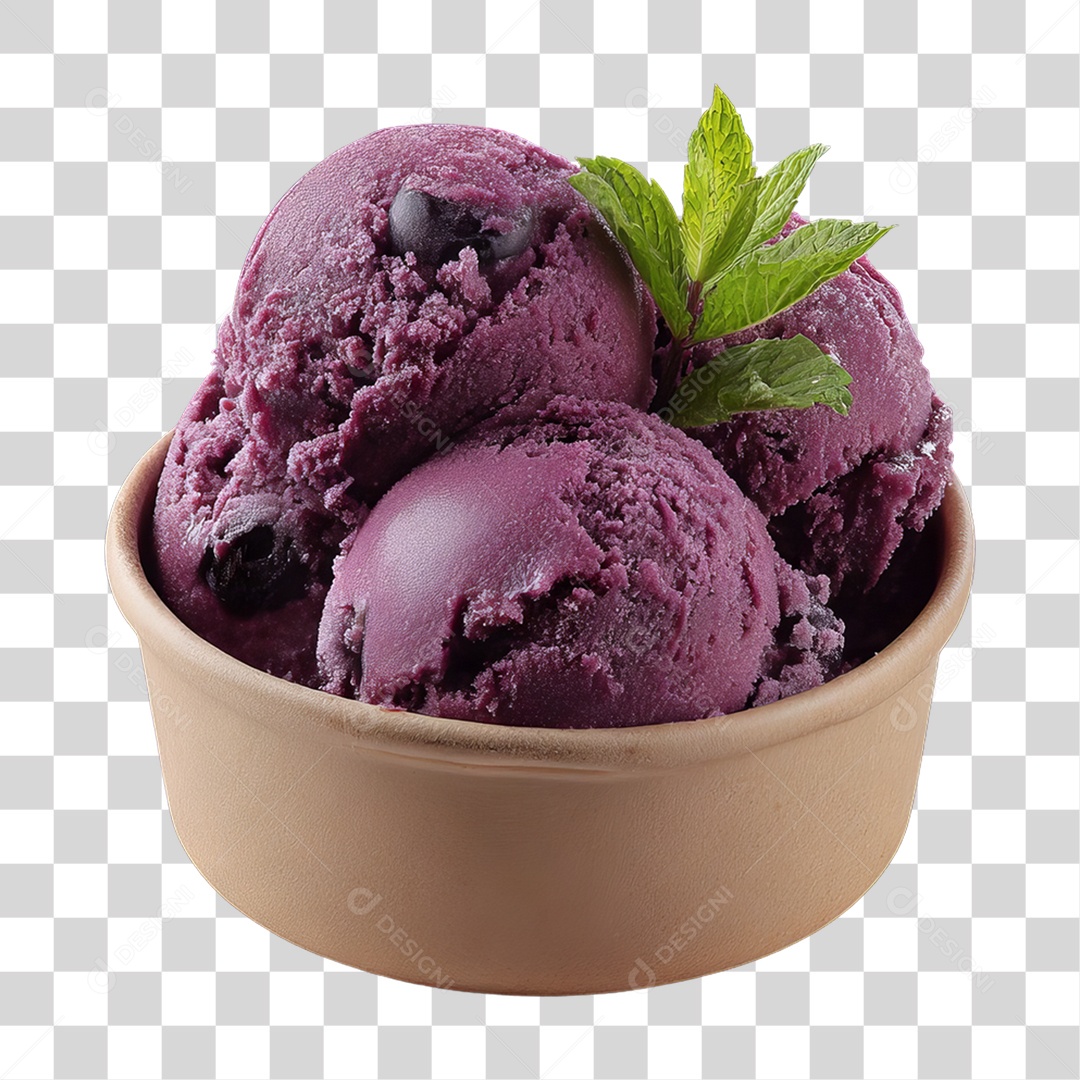 Pote com Bolas de Açaí PNG Transparente