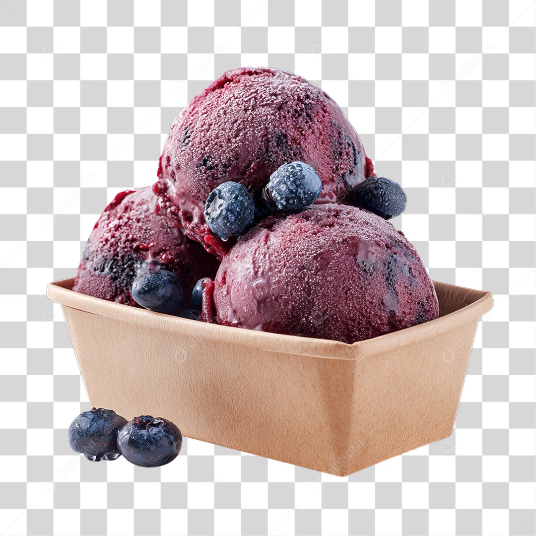 Pote com Bolas de Açaí PNG Transparente