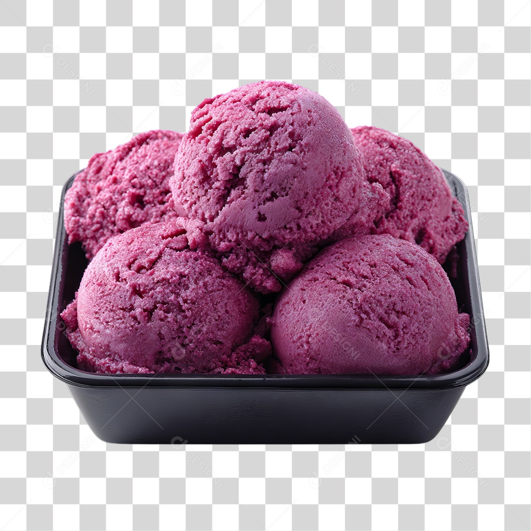 Pote com Bolas de Açaí PNG Transparente