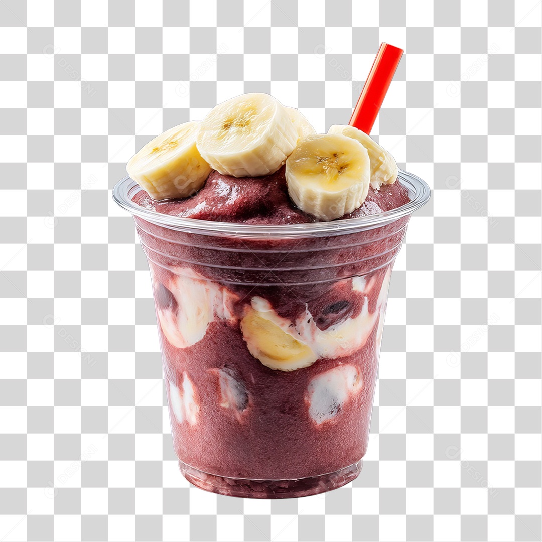 Copo de Açaí com Frutas PNG Transparente