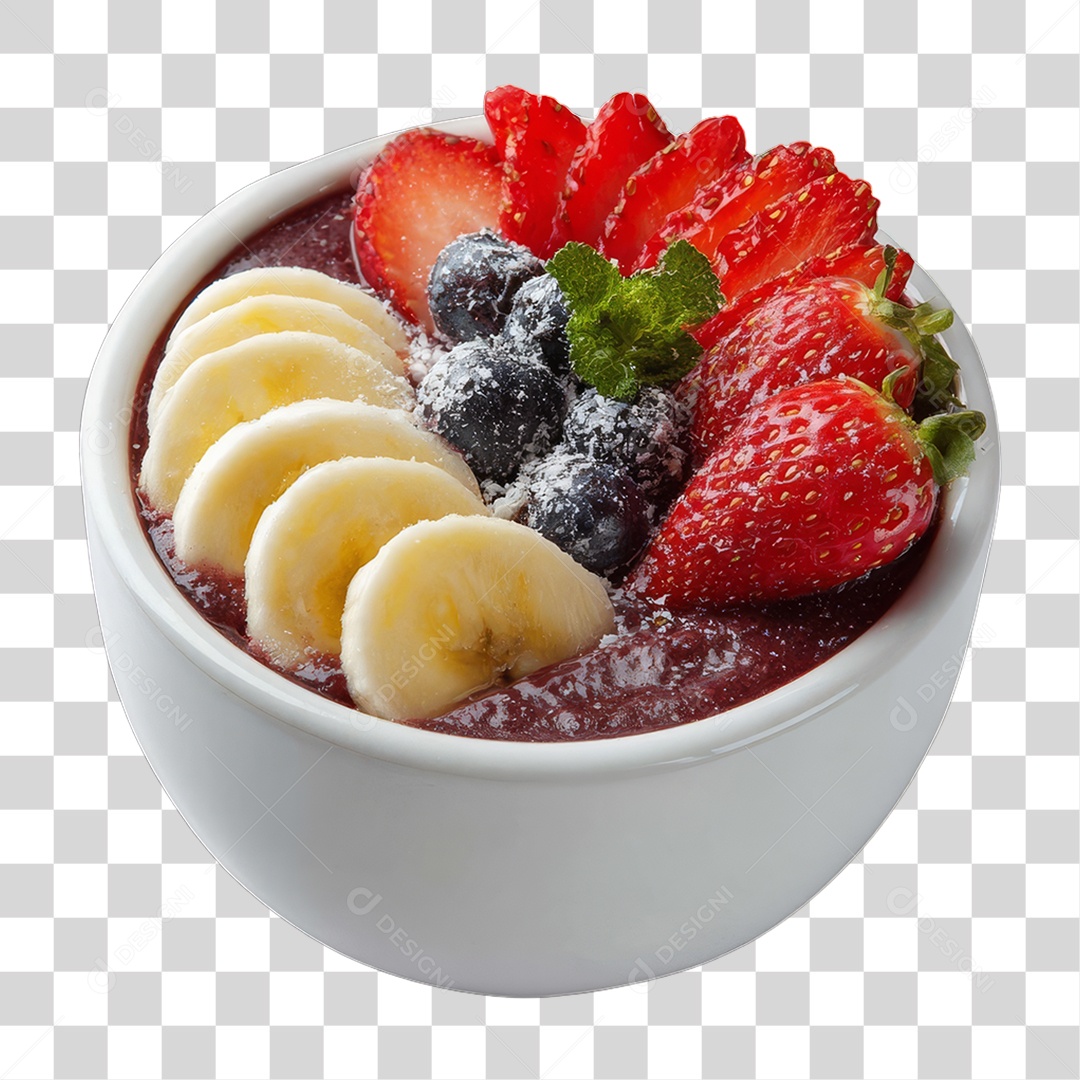 Pote de Açaí com Frutas PNG Transparente