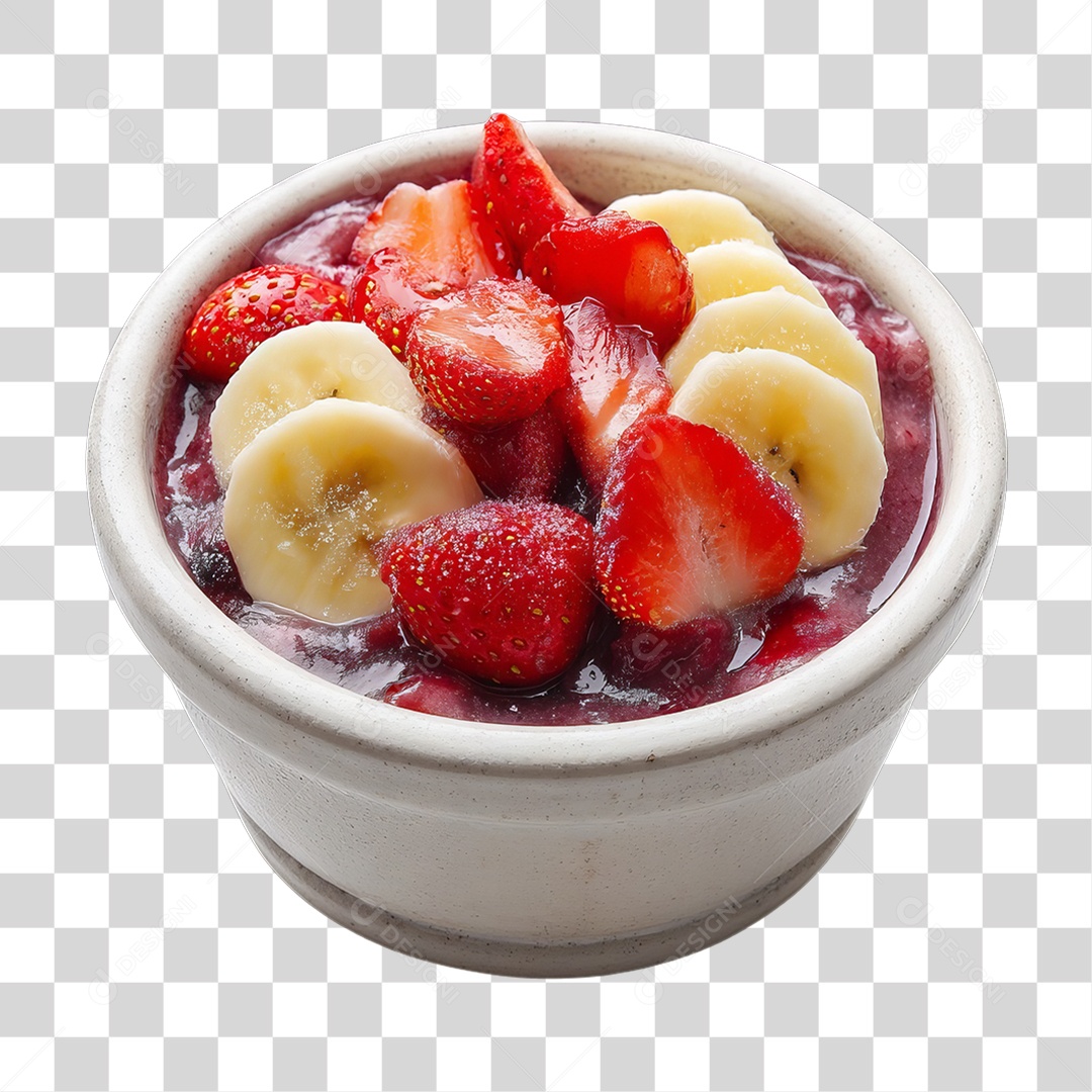 Pote de Açaí com Frutas PNG Transparente