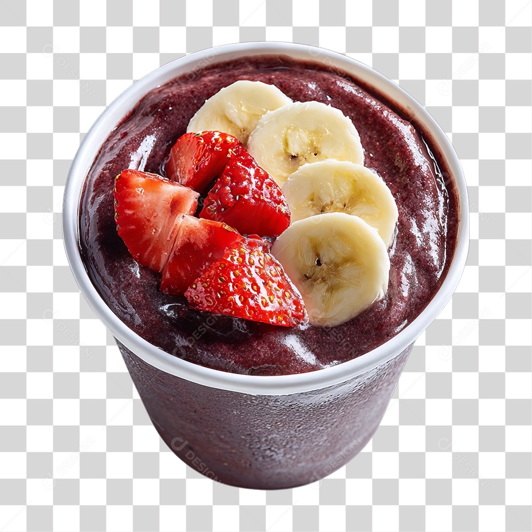 Pote de Açaí com Frutas PNG Transparente