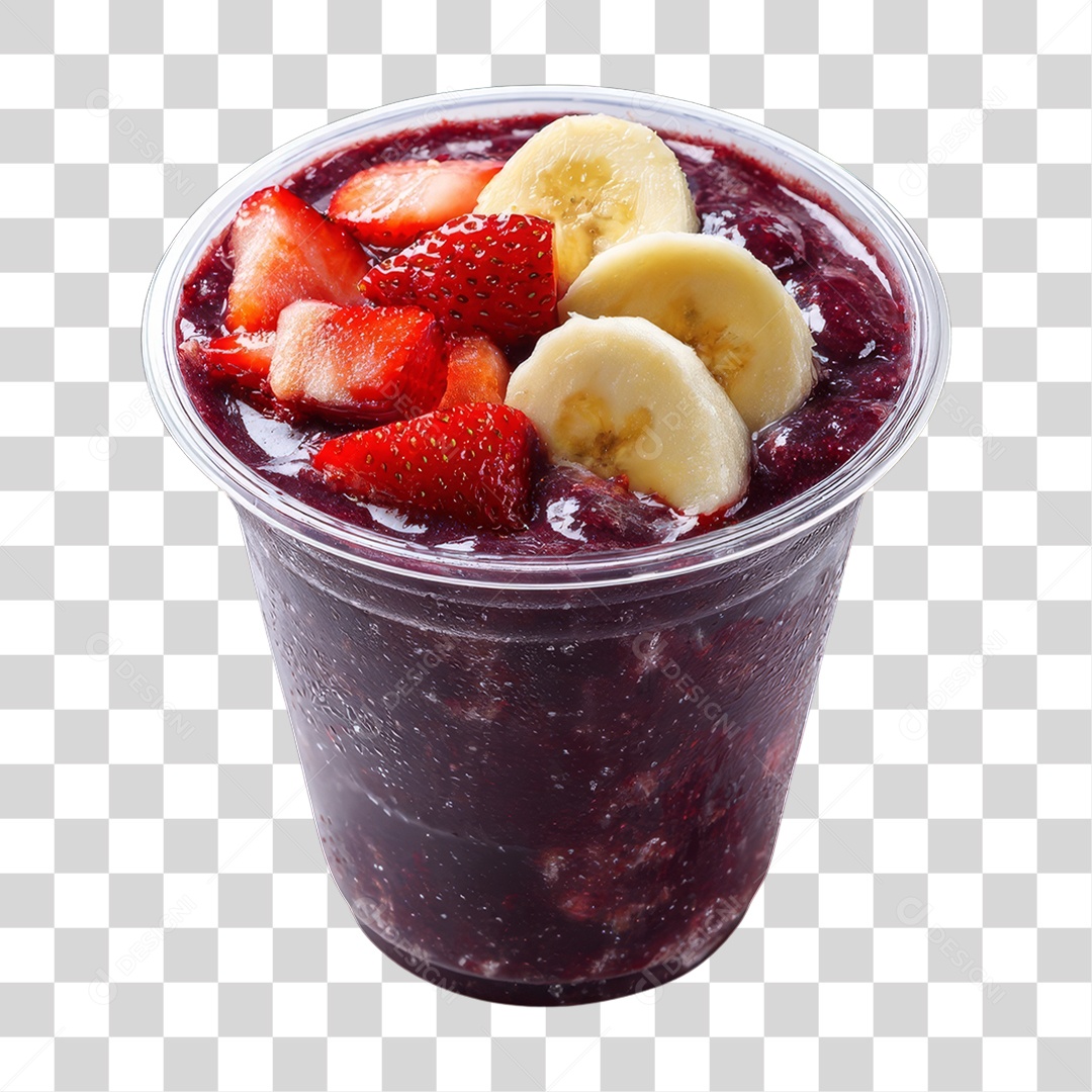 Pote de Açaí com Frutas PNG Transparente