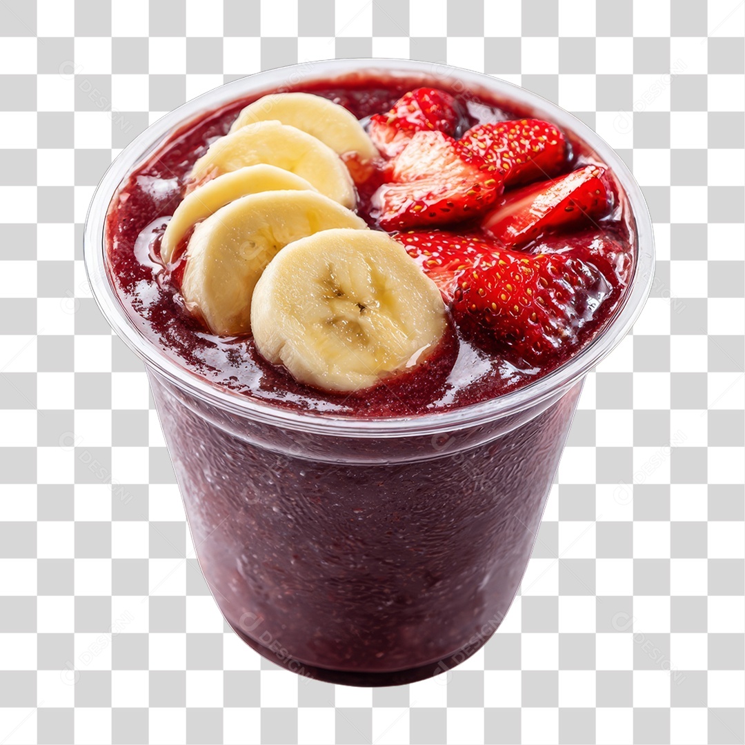 Pote de Açaí com Frutas PNG Transparente