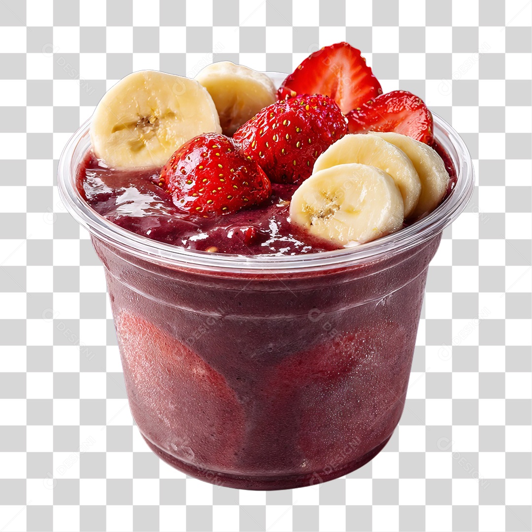 Pote de Açaí com Frutas PNG Transparente
