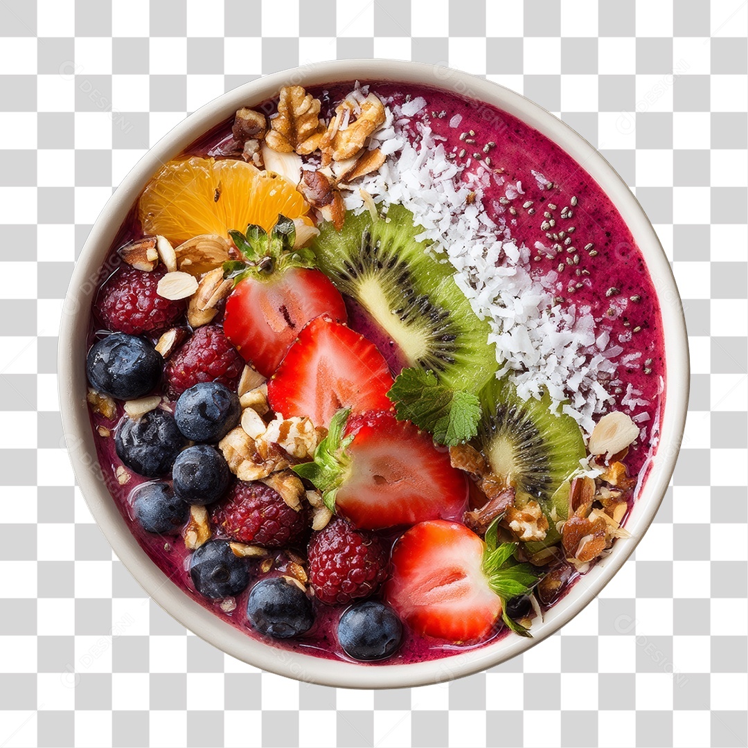 Pote de Açaí com Frutas PNG Transparente