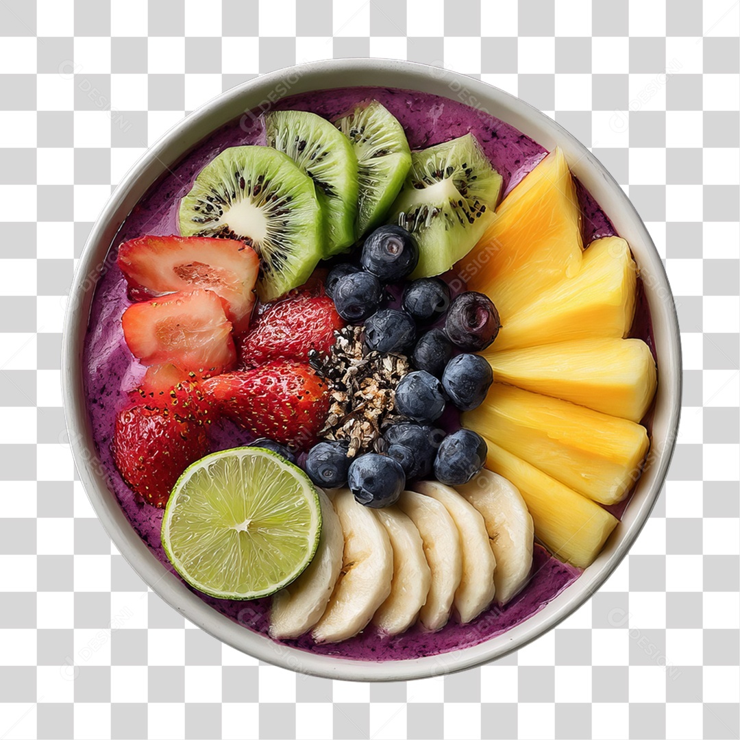 Pote de Açaí com Frutas PNG Transparente