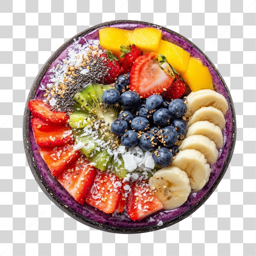 Pote de Açaí com Frutas PNG Transparente