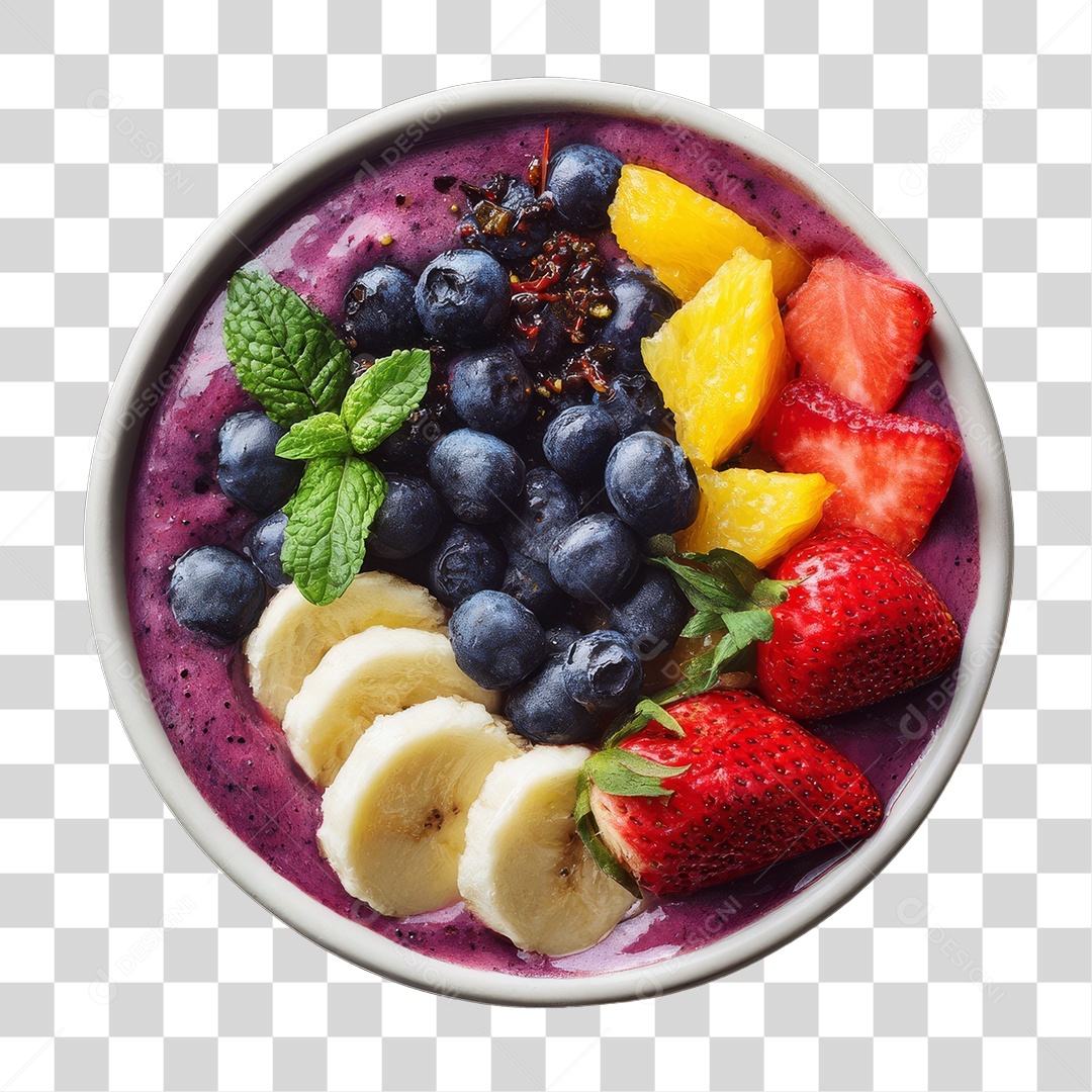 Pote de Açaí com Frutas PNG Transparente
