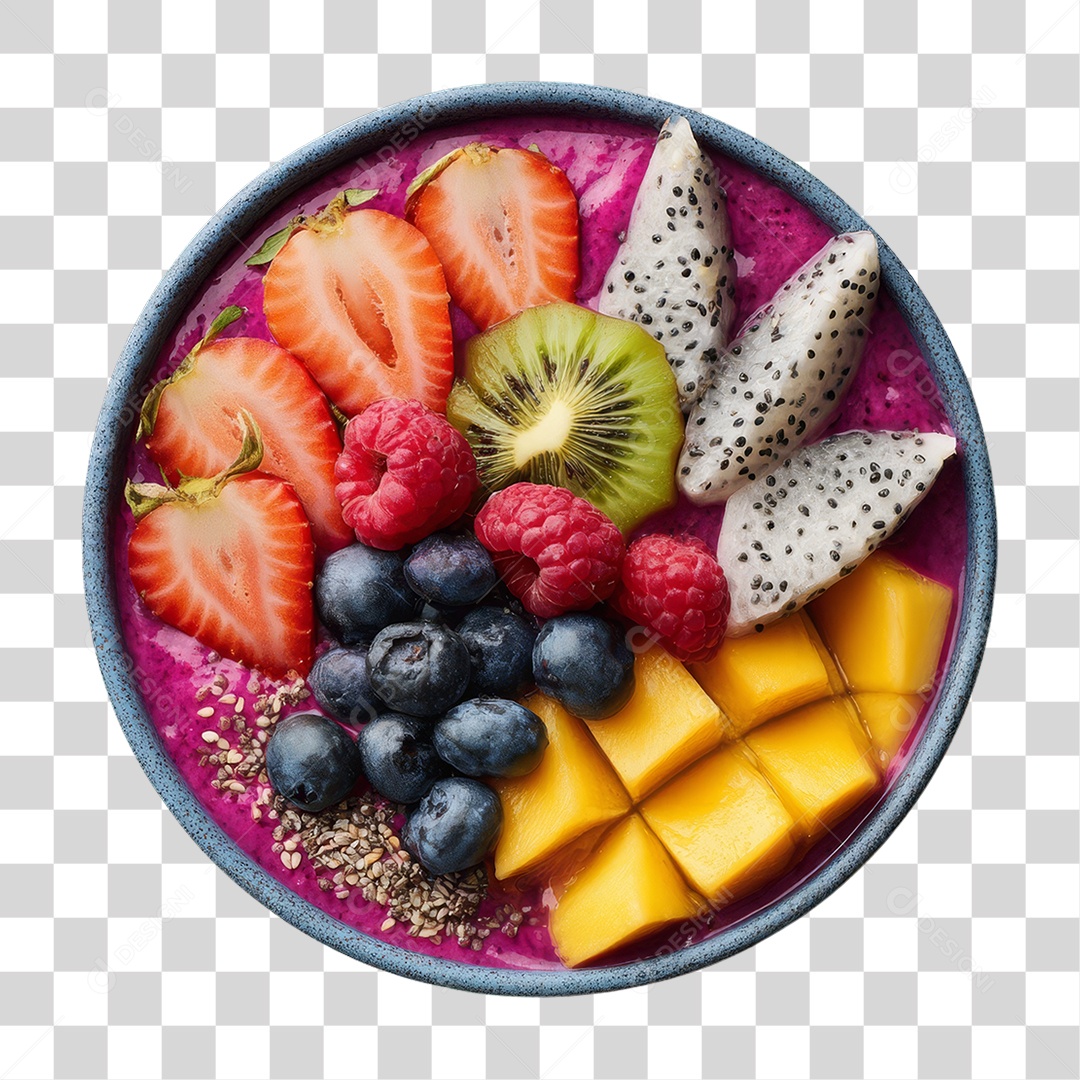 Pote de Açaí com Frutas PNG Transparente