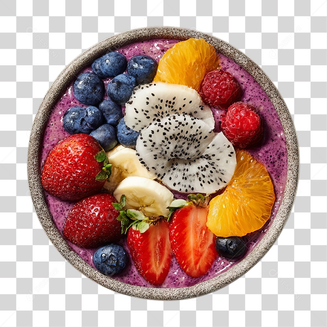 Pote de Açaí com Frutas PNG Transparente