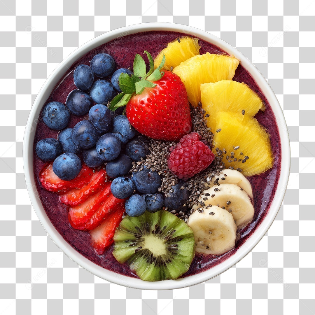 Pote de Açaí com Frutas PNG Transparente
