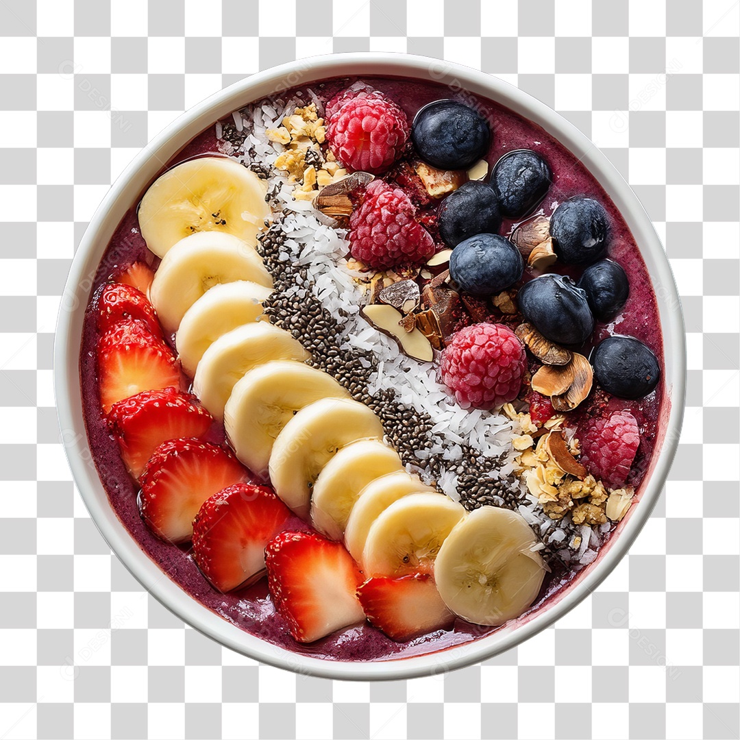 Pote de Açaí com Frutas PNG Transparente