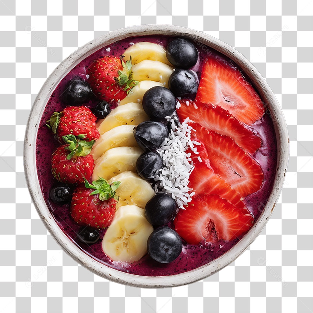 Pote de Açaí com Frutas PNG Transparente