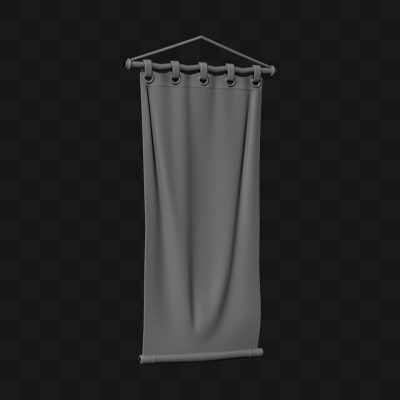 Banner Vertical em Tecido - Modelo 3D