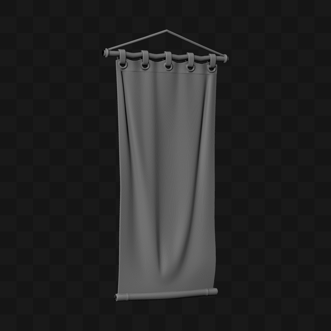 Banner Vertical em Tecido - Modelo 3D