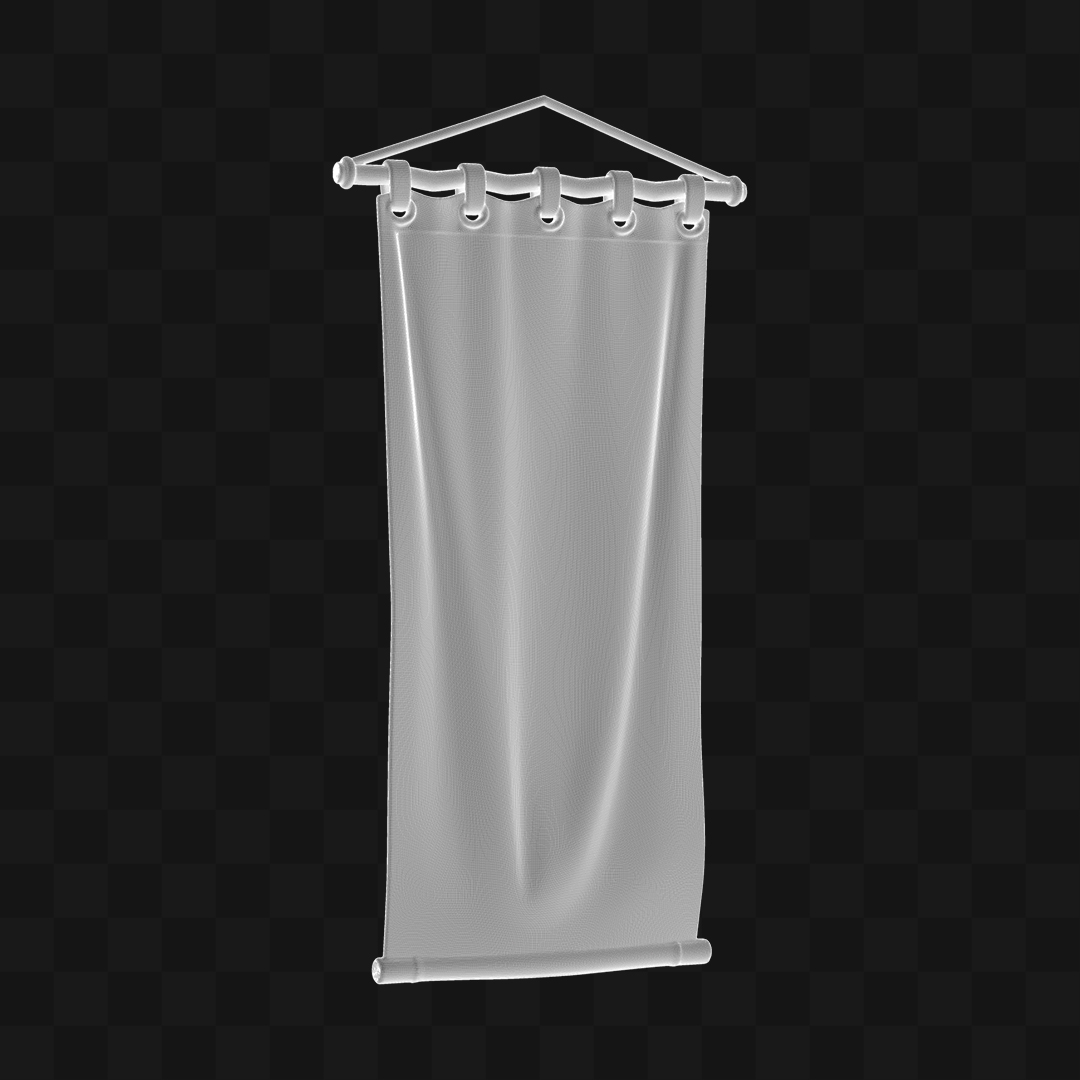 Banner Vertical em Tecido - Modelo 3D