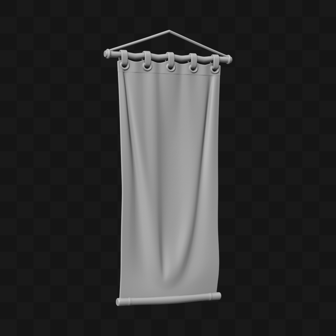 Banner Vertical em Tecido - Modelo 3D