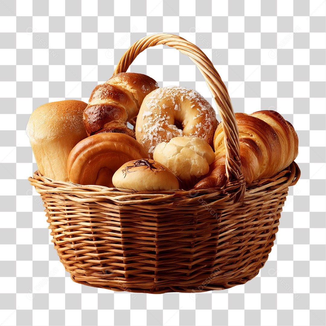 Cesta de Pães e Roscas Bolos Salgados PNG Transparente