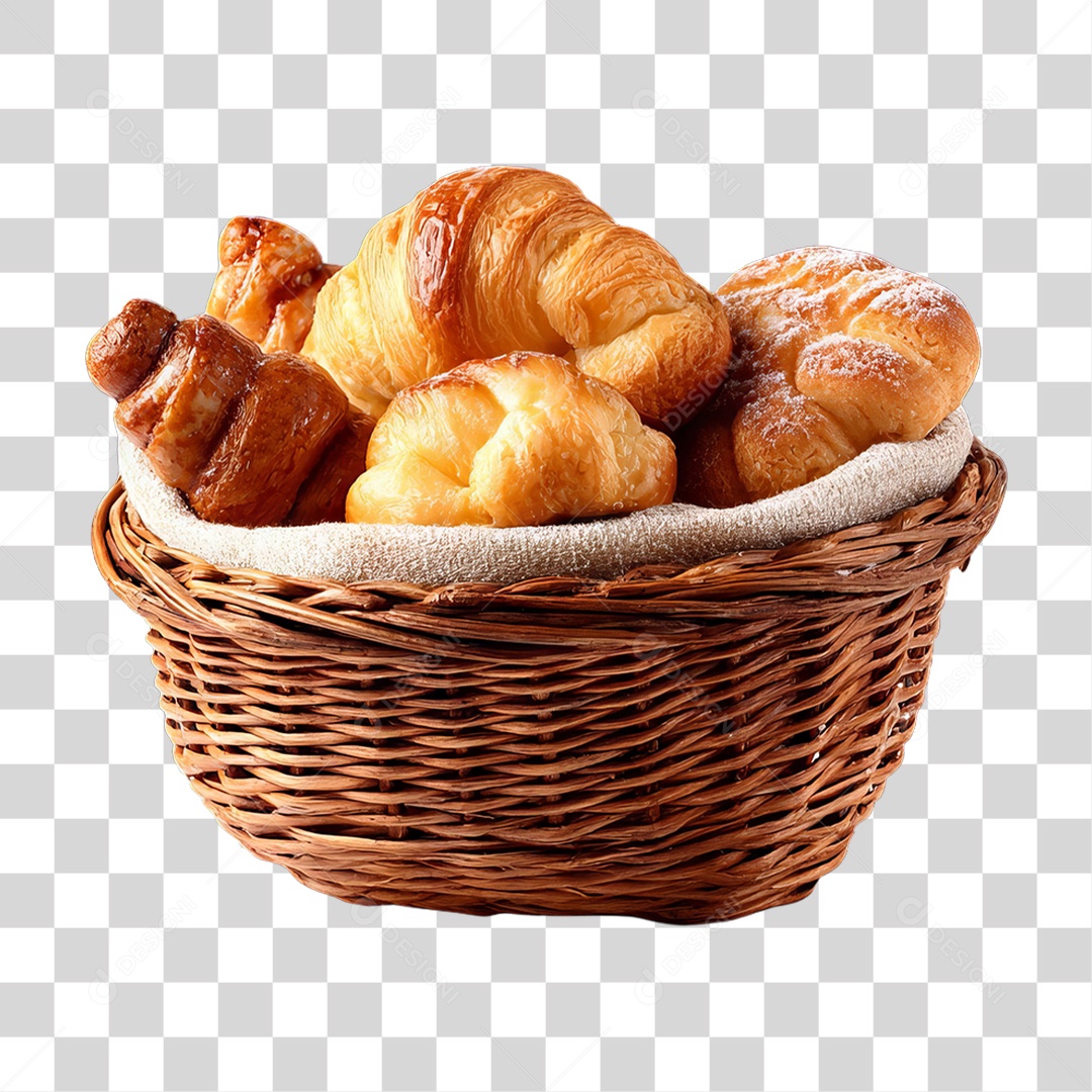 Cesta de Pães e Roscas Bolos Salgados PNG Transparente