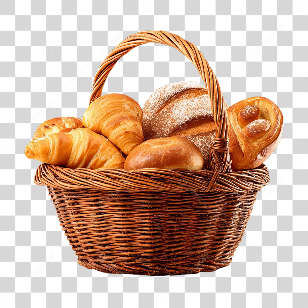 Cesta de Pães e Roscas Bolos Salgados PNG Transparente
