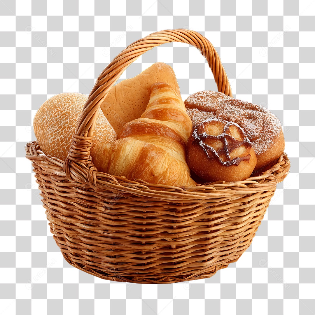Cesta de Pães e Roscas Bolos Salgados PNG Transparente
