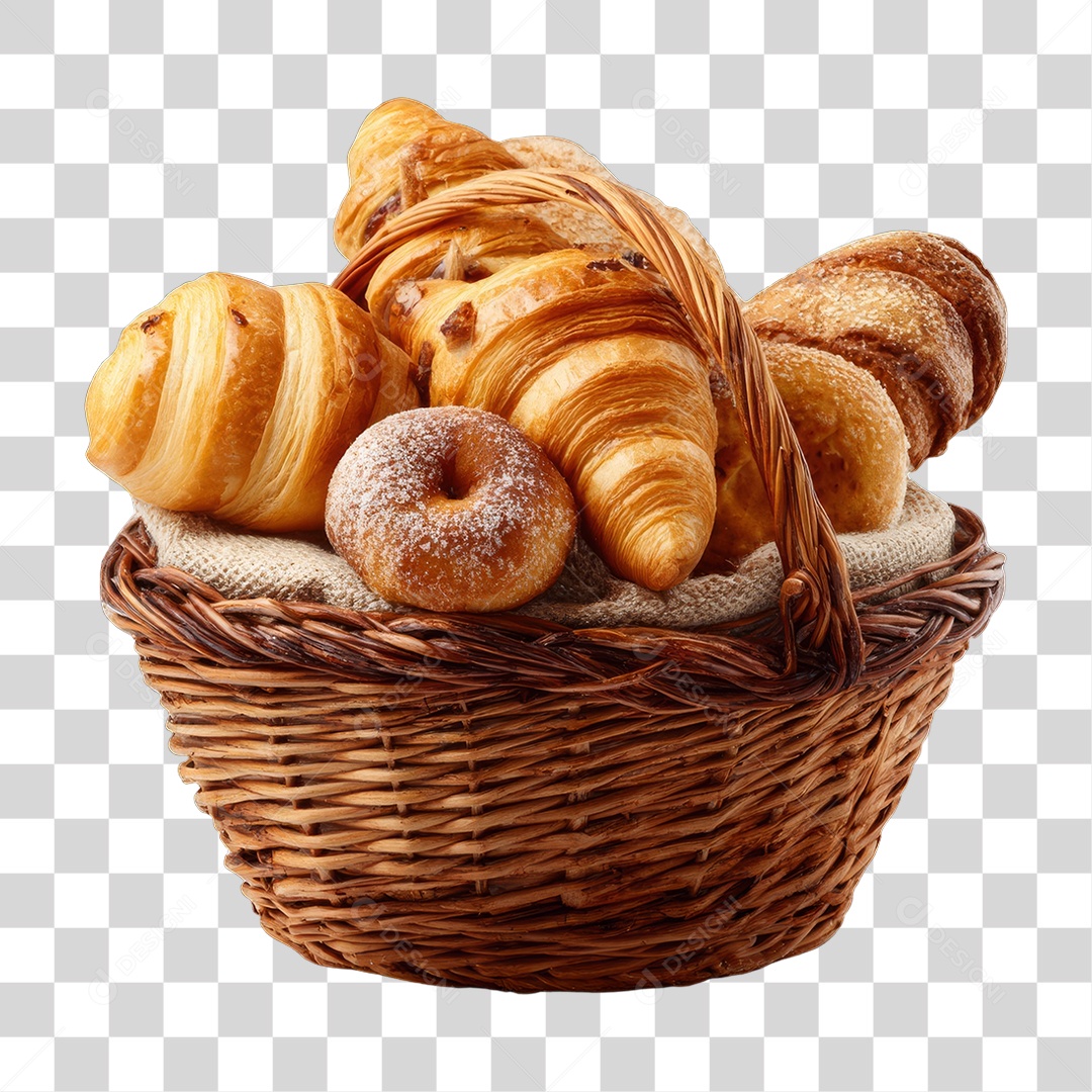 Cesta de Pães e Roscas Bolos Salgados PNG Transparente