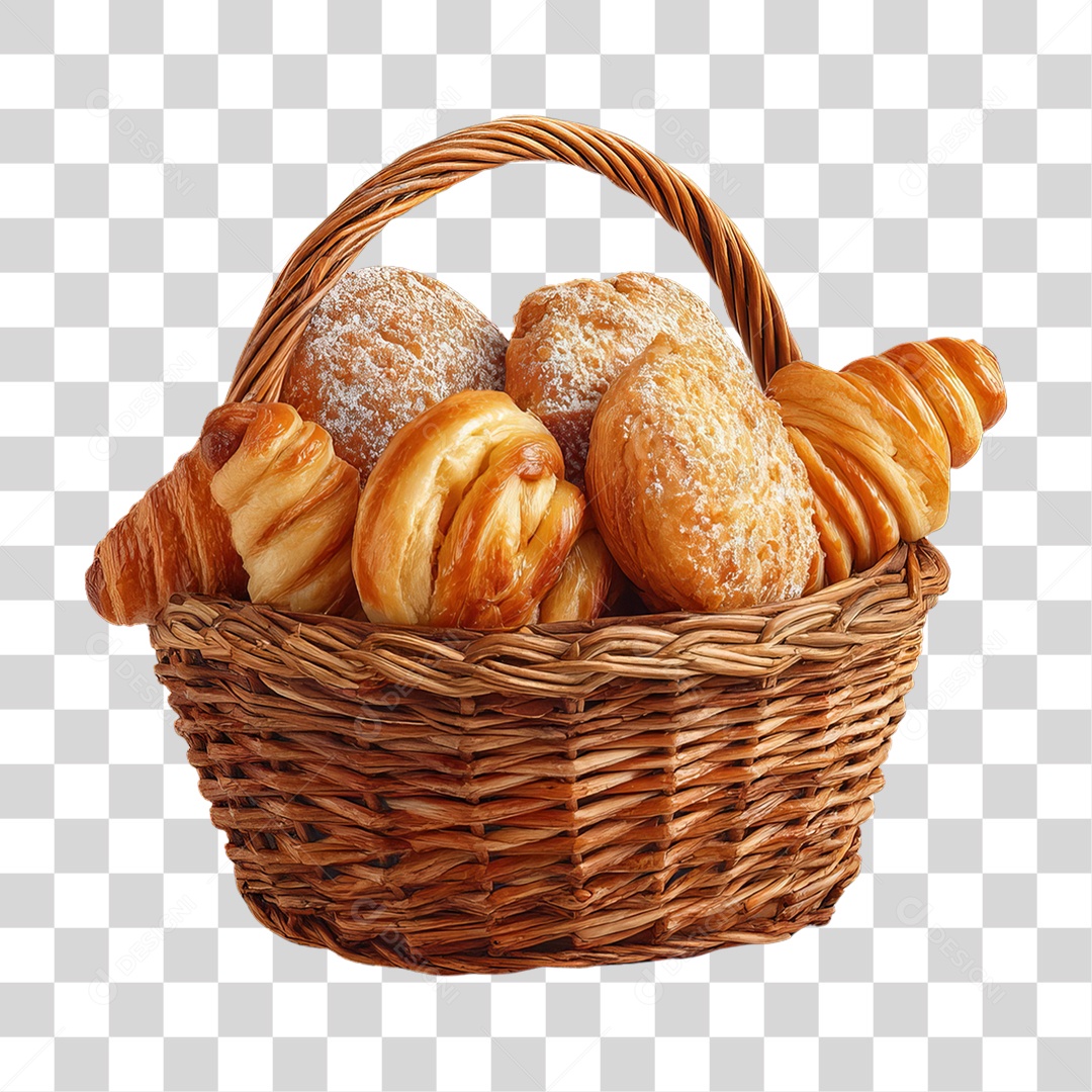 Cesta de Pães e Roscas Bolos Salgados PNG Transparente