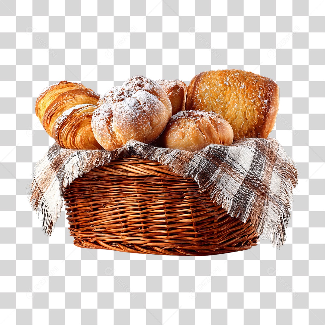 Cesta de Pães e Roscas Bolos Salgados PNG Transparente