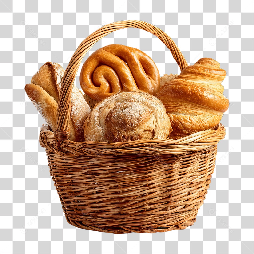 Cesta de Pães e Roscas Bolos Salgados PNG Transparente