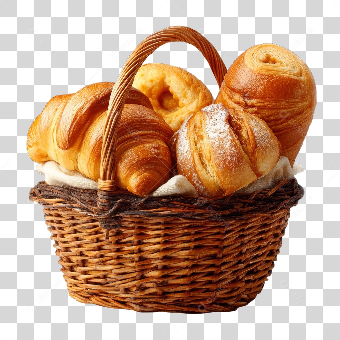 Cesta de Pães e Roscas Bolos Salgados PNG Transparente