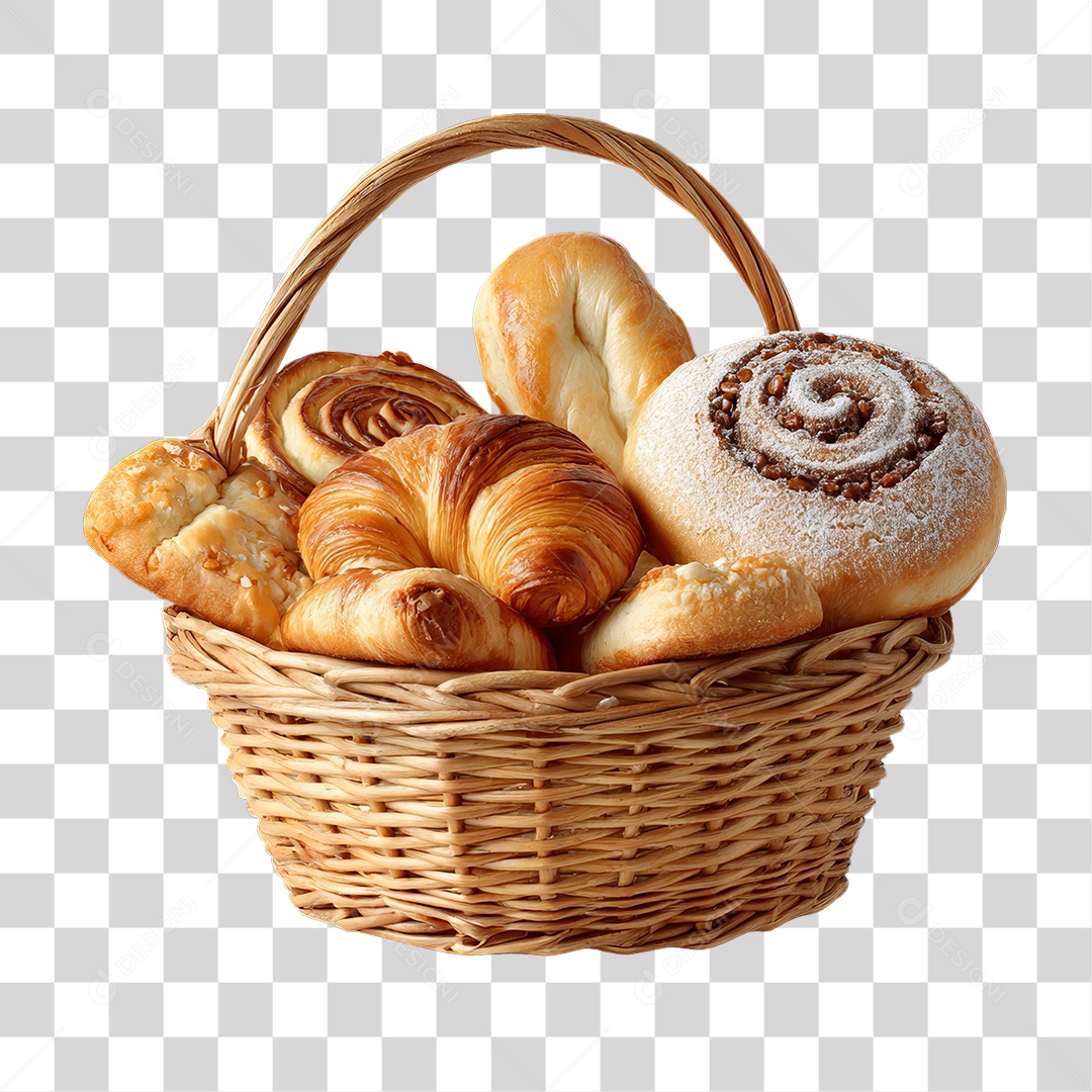 Cesta de Pães e Roscas Bolos Salgados PNG Transparente