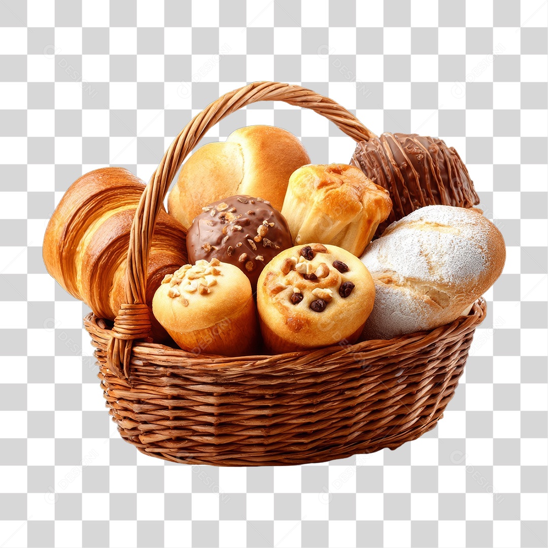 Cesta de Pães e Roscas Bolos Salgados PNG Transparente