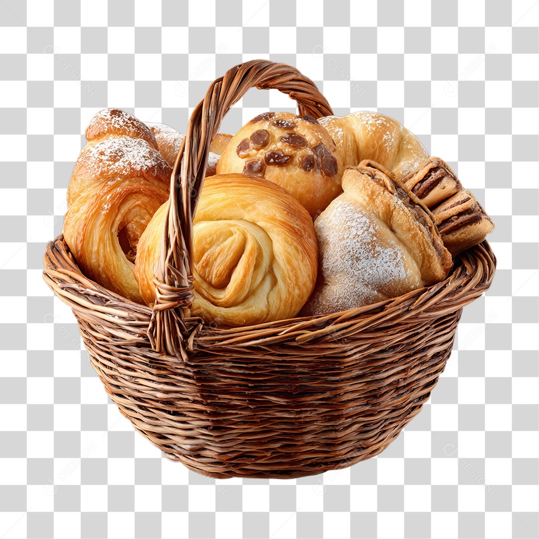 Cesta de Pães e Roscas PNG Transparente