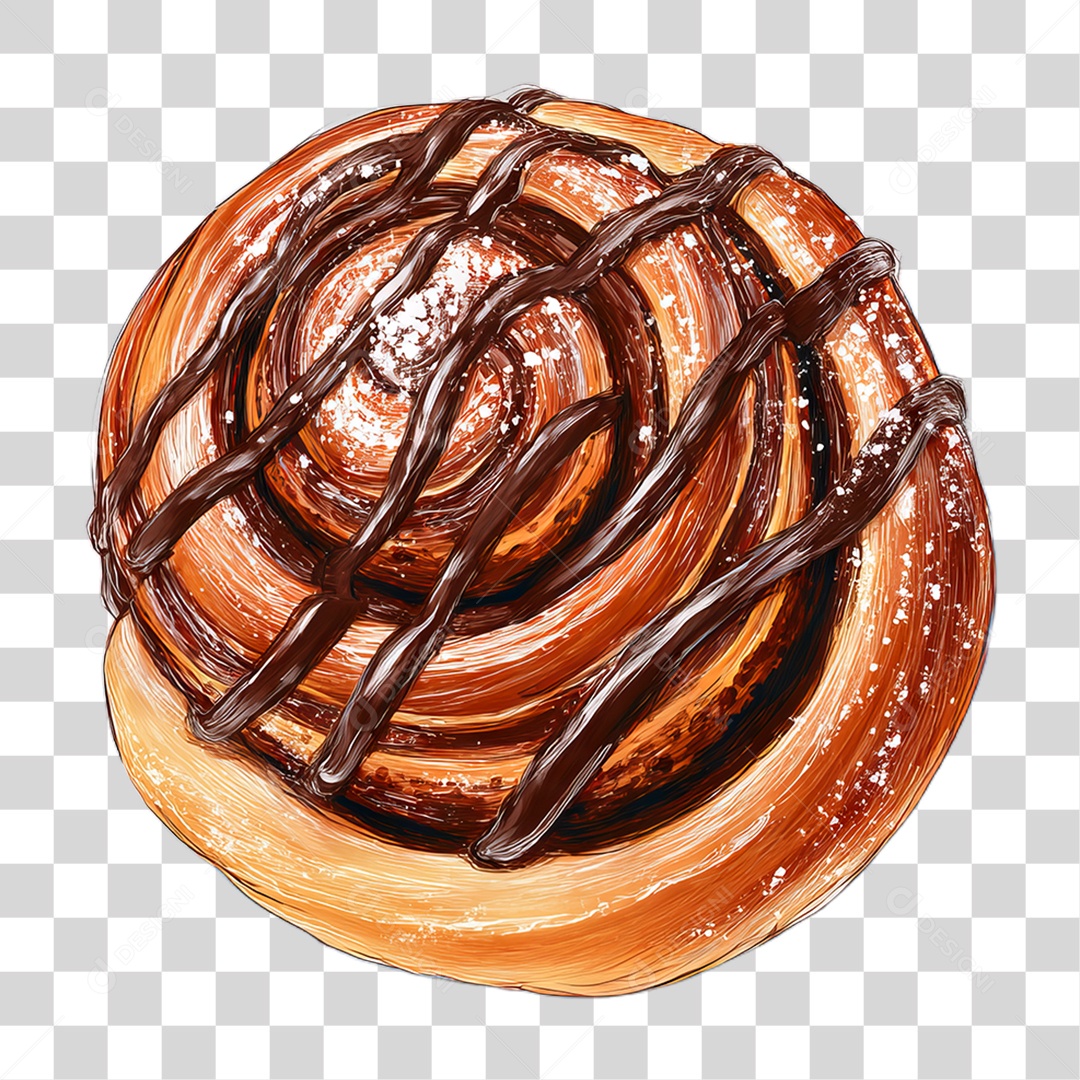 Rosca com Calda de Chocolate PNG Transparente