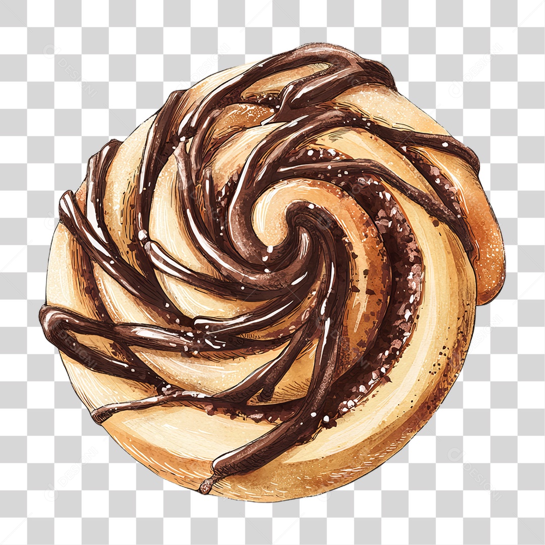 Rosca com Calda de Chocolate PNG Transparente